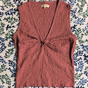 Madewell Textured Mauve Twist Front Tank Top